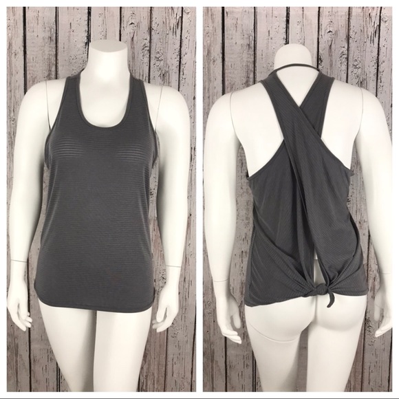 Athleta Tops - NWOT Athleta Gray Essence Texture Tie Back Top XL